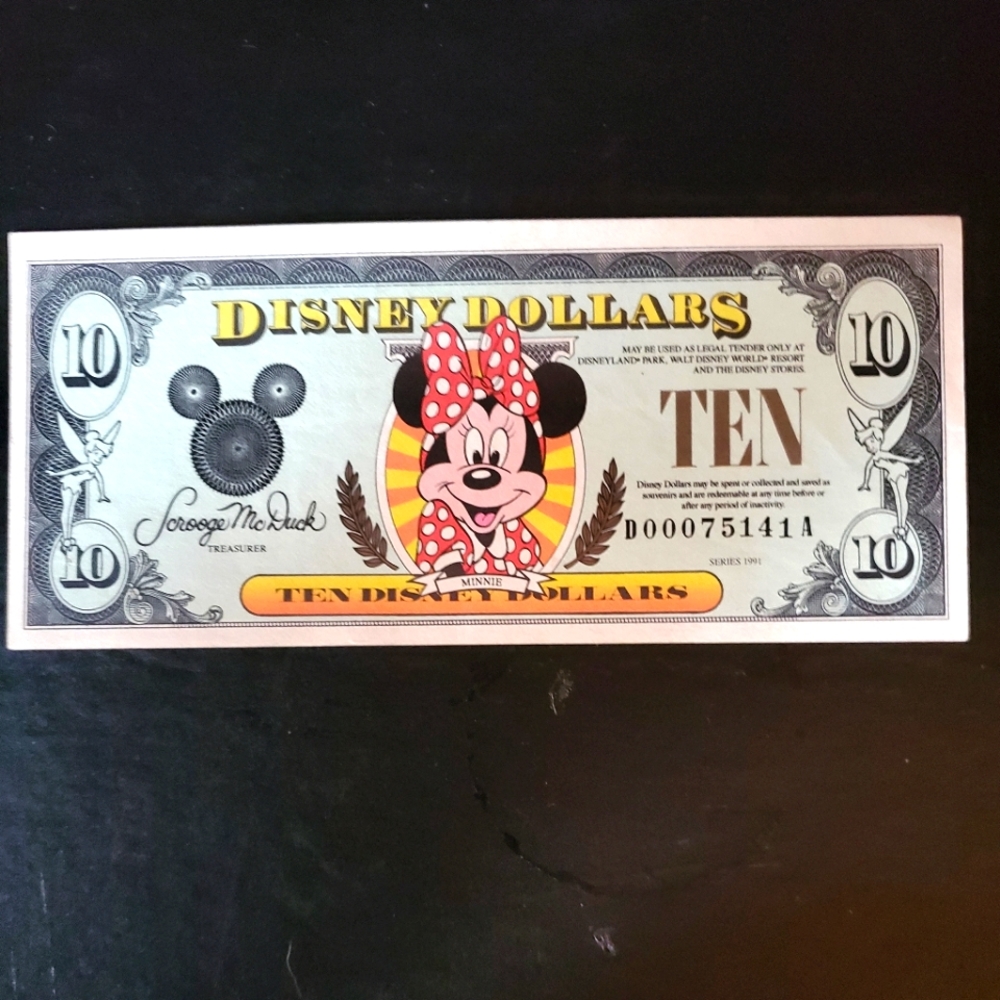Disney Dollar $10 Smiling Minnie 1991